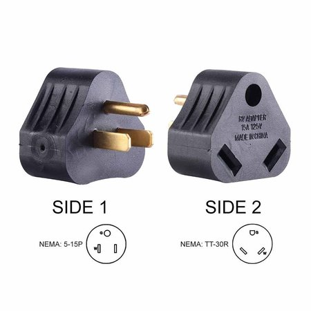 SUPERIOR ELECTRIC 15 Amp Male NEMA 5-15P to 30 Amp Female NEMA TT-30R Adapter Plug (Triangle) RVA1515